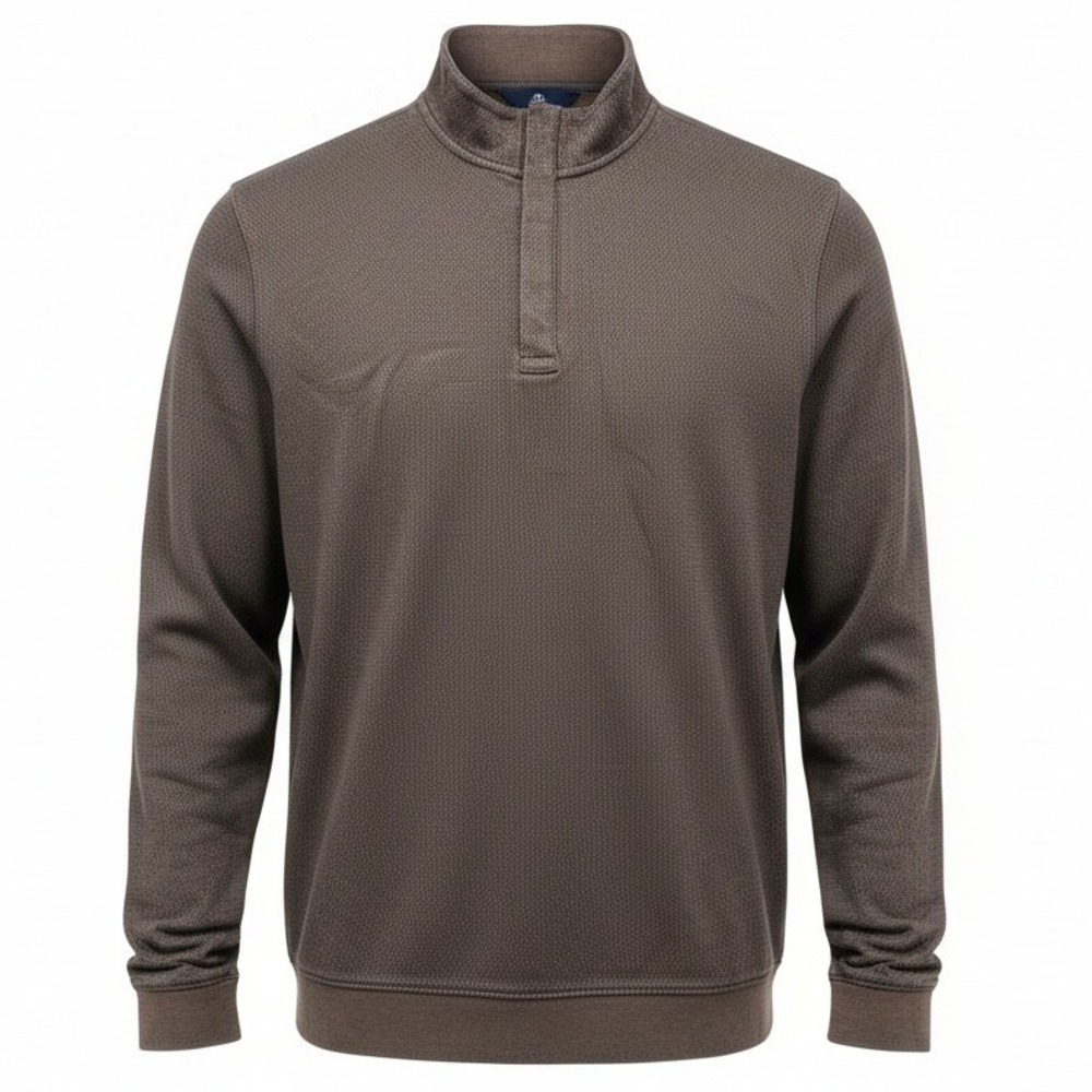 Hart Schaffner Marx Pullover Mens XL‎ Brown Chevron Herringbone Quarter Zip